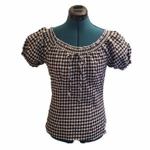 Belle Poque Black/White Gingham Top